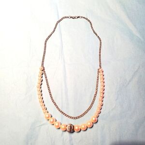 Faux pearls necklace, silver chain